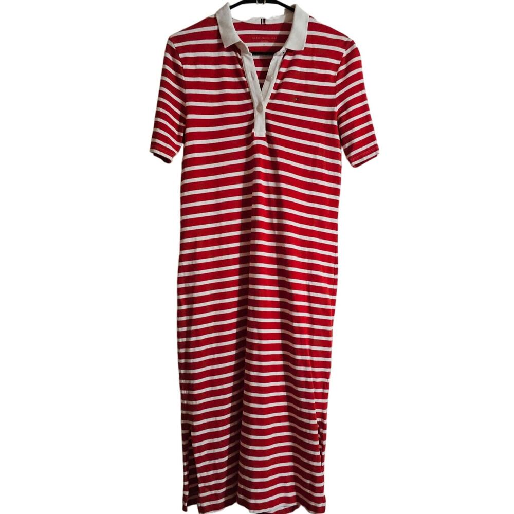 Tommy Hilfiger Midi Red White Stripe Tshirt Dress Medium